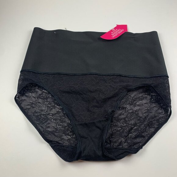 Maidenform Womens Firm Control Full Coverage Black Lace Shapewear Brief Sz L NWT - Picture 1 of 7